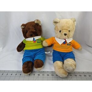 Interpur Preppy Bear Plush Orange Shirt Corduroy Pants 14 Inch Lot of 2 #2
